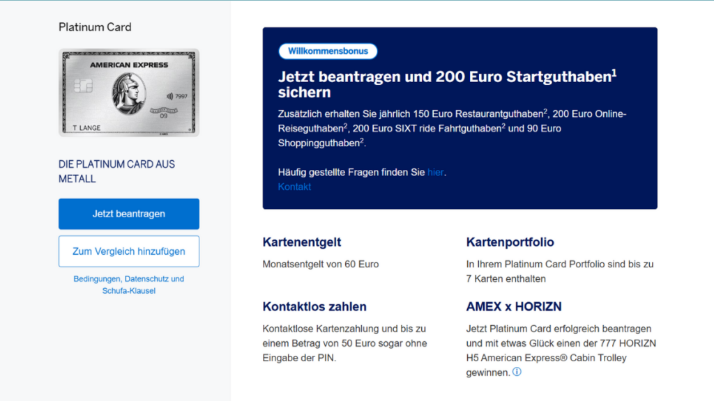 Amex Platinum Kreditkard