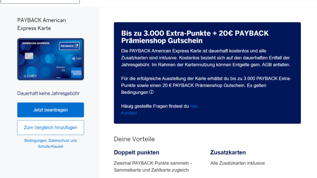 Payback American Express Karte